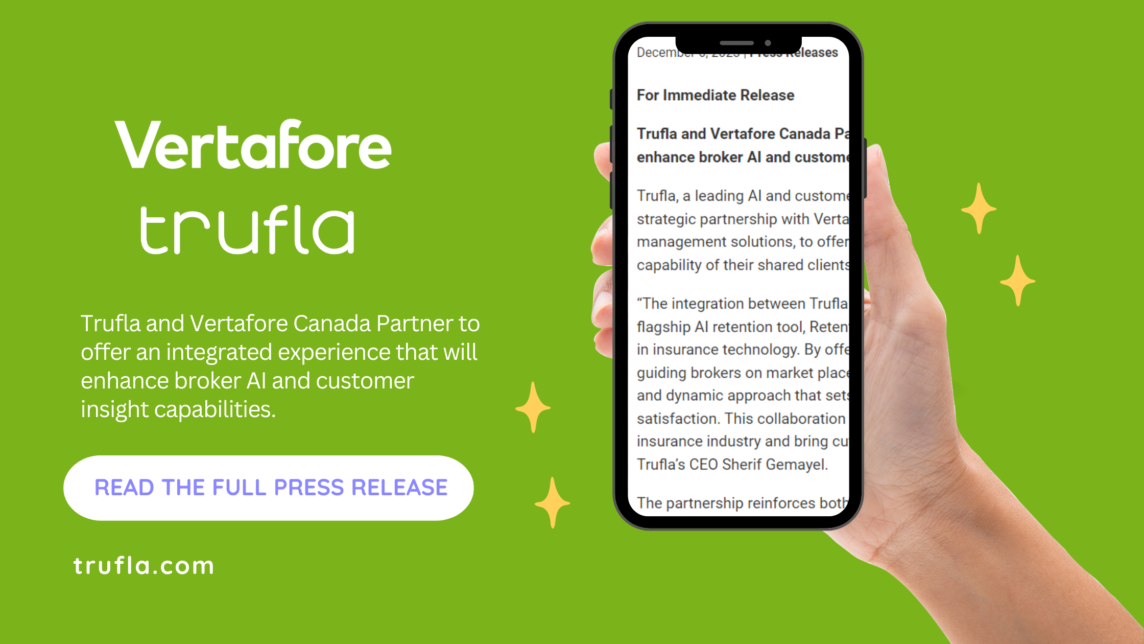 Trufla and Vertafore Canada Partner to offer an integrated experience that will enhance broker AI and customer insight capabilities